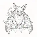 fruit bat hugging my fore arm tattoo design idea