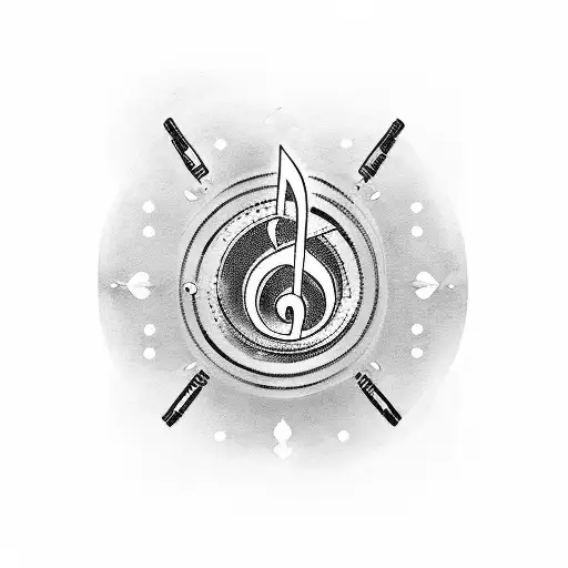 A tattoo design combining music notes and a business suit tattoo design idea