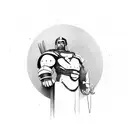 spartan standing in front of a bear  tattoo design idea