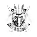 spartan standing in front of a bear  tattoo design idea