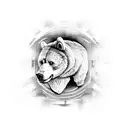 spartan standing in front of a bear  tattoo design idea