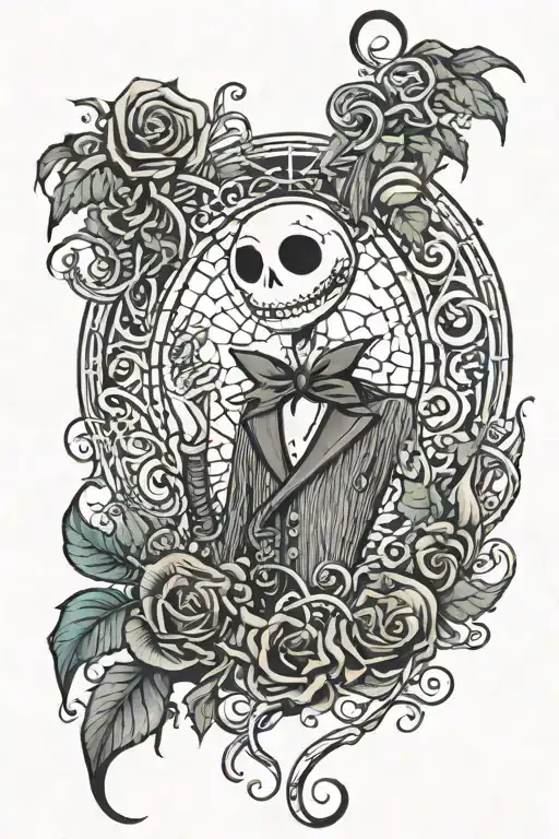 dark nightmare before christmas,  vines tattoo design idea