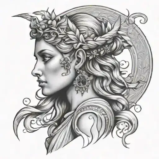 Greek goddess nyx tattoo design idea