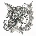 Greek goddess nyx tattoo design idea