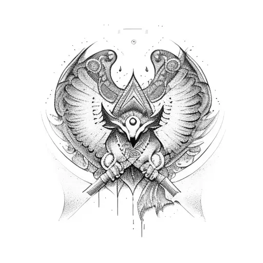 hombre musculoso con alas  tattoo design idea