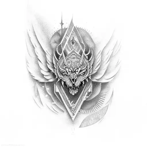 hombre musculoso con alas  tattoo design idea