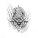 hombre musculoso con alas  tattoo design idea