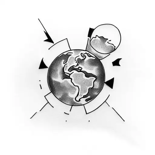 a minimalistic tattoo in black and white displaying atlas holding the earth filled with hope, pride and dicipline. tattoo design idea