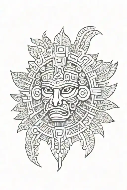 Aztec calendar fused with jaguar warrior head helmet tattoo on chest tattoo design idea