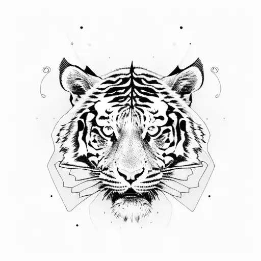tiger head wrapped with a snake tattoo design idea