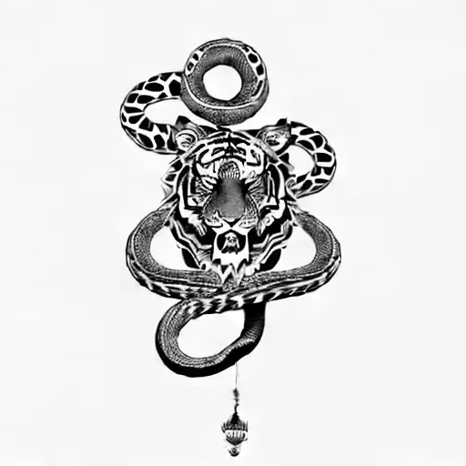 a tiger and a snake tattoo design idea