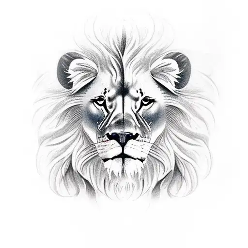 Realism tattoo of a majestic lion with Arch Angel Gabriel in the background tattoo design idea
