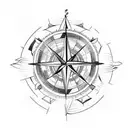 lighthouse with compass and dragon tattoo design idea