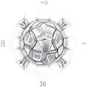 cross with soccer ball under it and clouds surrounding  tattoo design idea