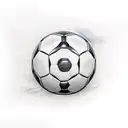 cross with soccer ball under it and clouds surrounding  tattoo design idea