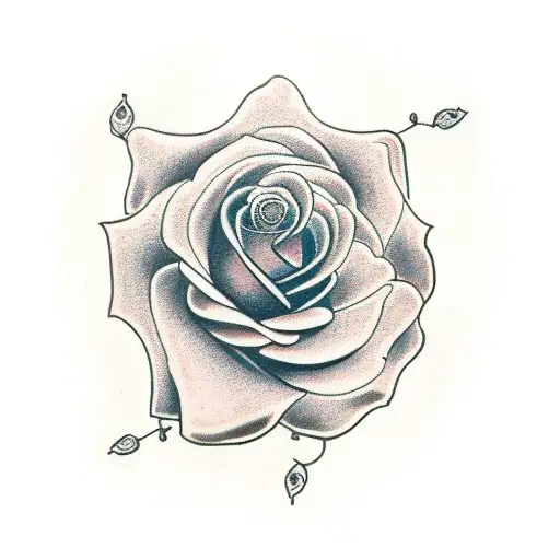 rose bush with pocket watch  tattoo design idea