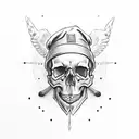 skull and spine, dumble, and chef hat and knife tattoo design idea
