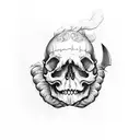 skull and spine, dumble, and chef hat and knife tattoo design idea