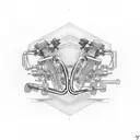 Harley Davidson motorcycle merging with a circuit board tattoo design idea