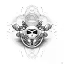 Harley Davidson motorcycle merging with a circuit board tattoo design idea