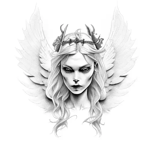 Half Angel, Half demon tattoo design idea