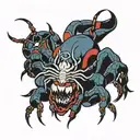 spider biting tattoo design idea