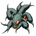 spider biting tattoo design idea