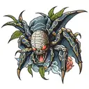 spider biting tattoo design idea