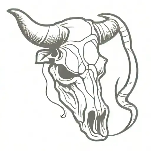 long horn cow skull tattoo design idea
