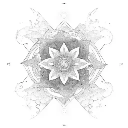 growth, yin & yang, semicolon, stars, plants tattoo design idea