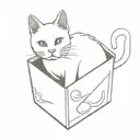 cat live and dead inside a box tattoo design idea