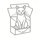 cat live and dead inside a box tattoo design idea