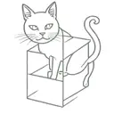 cat live and dead inside a box tattoo design idea