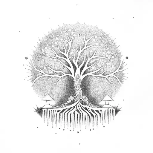 tree of life with crystals tattoo design idea