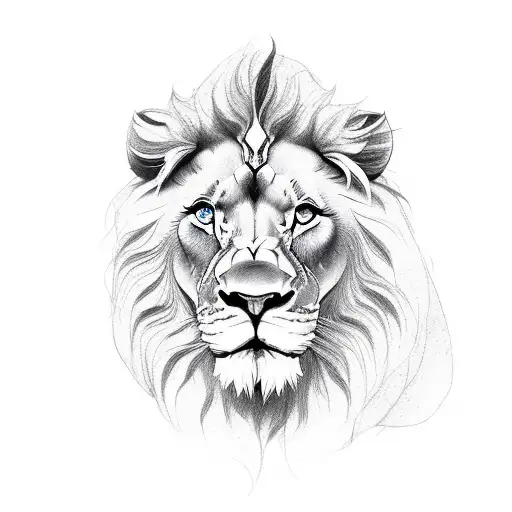 Lion with blue eyes tattoo design idea