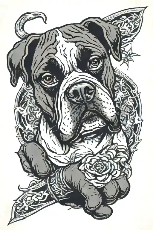 boxer dog gloves swallows tattoo design idea