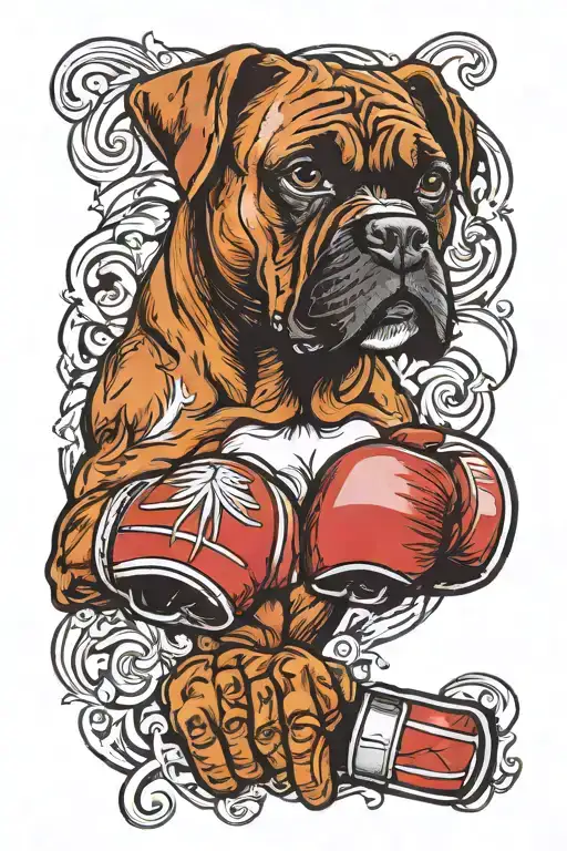 boxer dog gloves boxing tattoo design idea