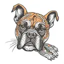 boxer dog gloves tattoo design idea