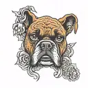 boxer dog gloves tattoo design idea