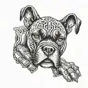 boxer dog gloves tattoo design idea