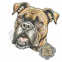 boxer dog gloves tattoo design idea