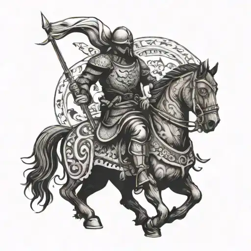 medieval Turkish warrior tattoo design idea