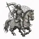 medieval Turkish warrior tattoo design idea