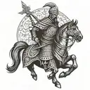 medieval Turkish warrior tattoo design idea