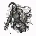medieval Turkish warrior tattoo design idea
