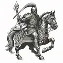 medieval Turkish warrior tattoo design idea