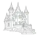 tattoo castle lil peep design, lil peep castle, tribal tattoo, neo tribal tattoo, castle tattoo, y2k, black tattoo tattoo design idea