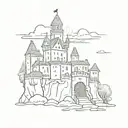 tattoo castle lil peep design, lil peep castle, tribal tattoo, neo tribal tattoo, castle tattoo, y2k, black tattoo tattoo design idea