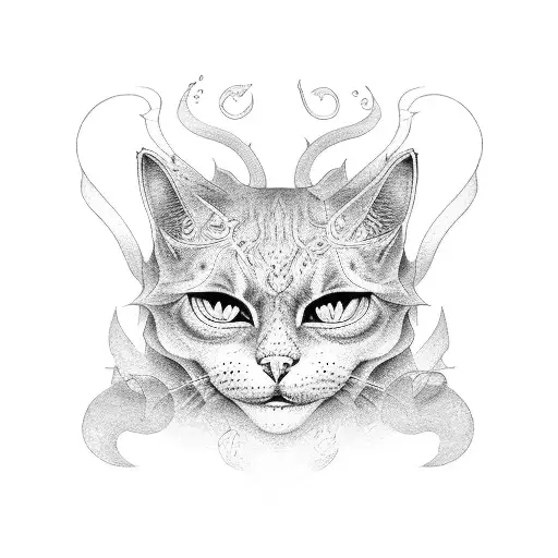 Cat-demon tattoo design idea