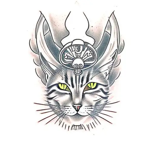 Cat-demon tattoo design idea